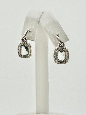 David Yurman Labyrinth Drop Earrings w/ Prasiolite & Pavé White Diamonds - RARE